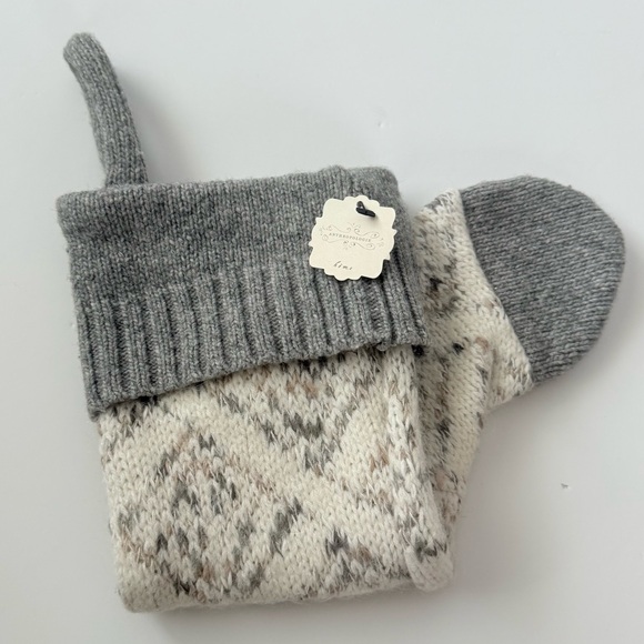 NWT Anthropologie Knit Christmas Stocking Gray and Cream - Picture 4 of 5